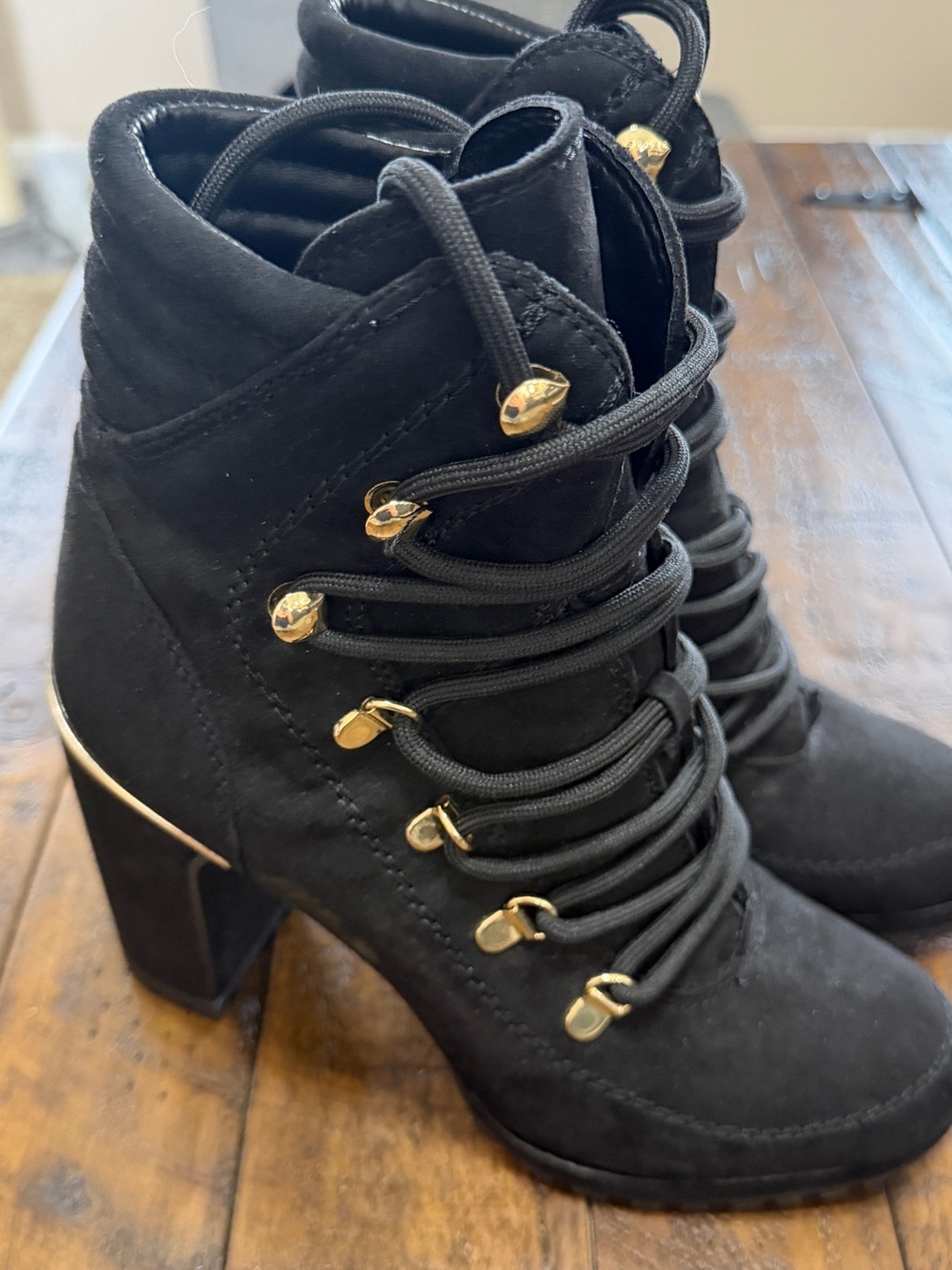 DKNY Black Boots with Gold Trim